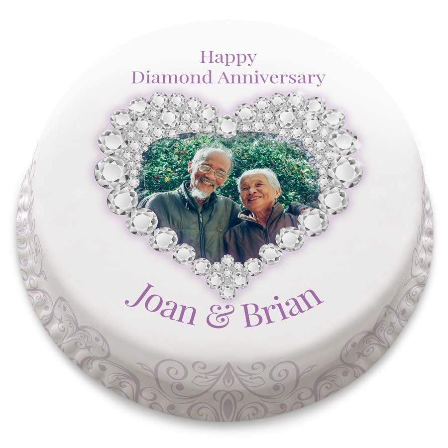 Diamond Anniversary Heart Cake (Small Party Cake (Serves 10-12))