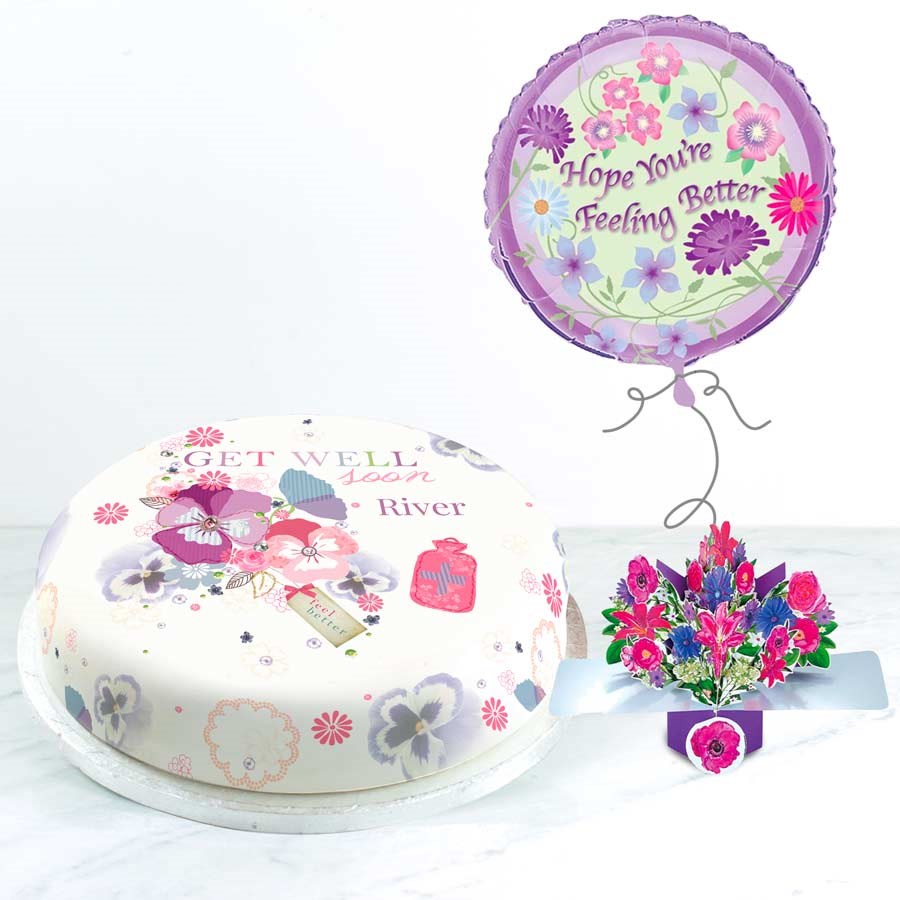Get Well Flowers Gift Set (Small Cake Set (S) Serves 10)