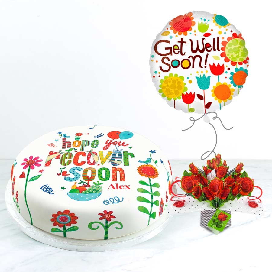Get Well Roses Gift Set (Small Cake Set (S) Serves 10)