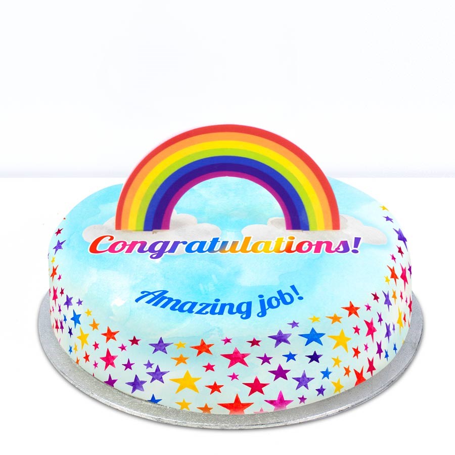 Rainbow Congrats Cake (Small Party Cake (P) Serves 10)