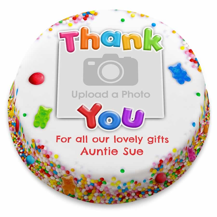 Sweet Thanks Photo Cake (Small Party Cake (Serves 10-12))