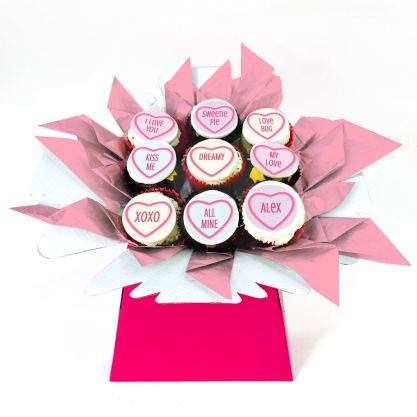 diy love heart cupcakes bouquet