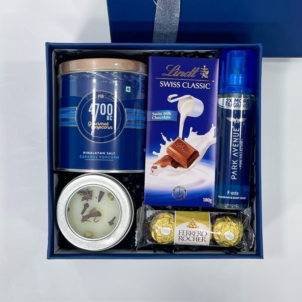 First Year of Love Gift Set - Salt Caramel Popcorn. Chocolate & More for Him