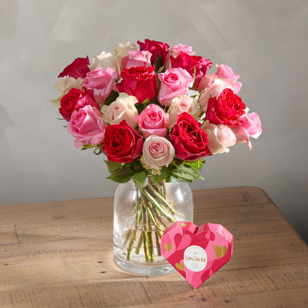 Mixed Roses & LoveCocoa Chocolates