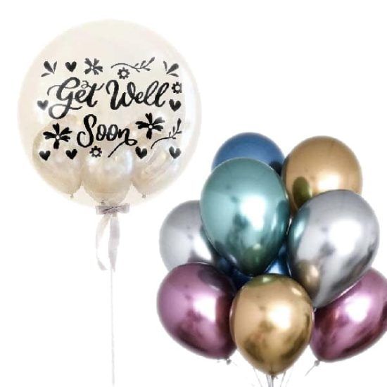 Get Well Soon Bubble - Floating Balloons Bouquet