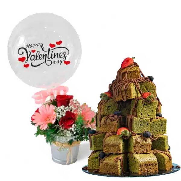 Valentine Cube Tower â€“ Japanese Matcha Brownies