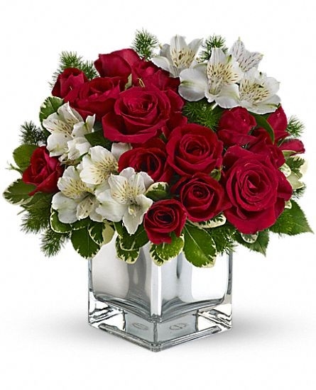 BUCKET ARRANGEMENT OF ROSES AND ALSTROMERIAS