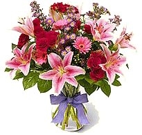 Vase with Roses and Lilium