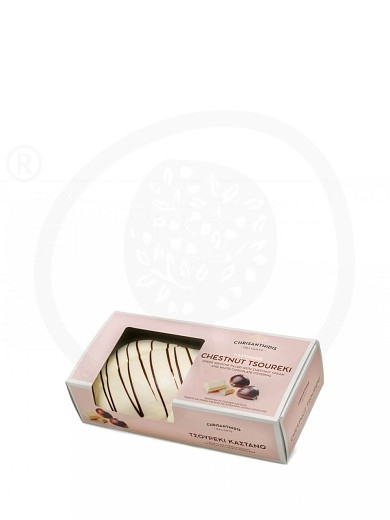 Handmade sweet brioche bread «Tsoureki» with white chocolate filled with chestnut cream from Kavala "Chrisanthidis" 500g