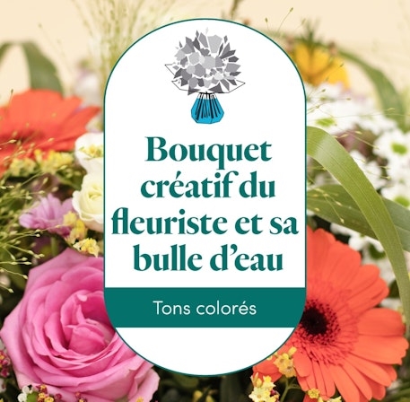 Multicolored florist's bouquet and its water bubble (Normal)
