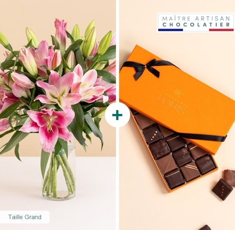 bouquet of pink lilies and chocolates (Normal)
