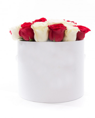 Box With Red And White Roses