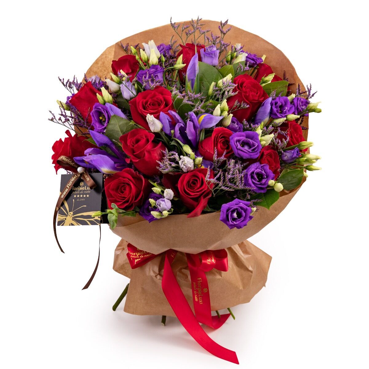 Bouquet of red roses and iris (Standard)