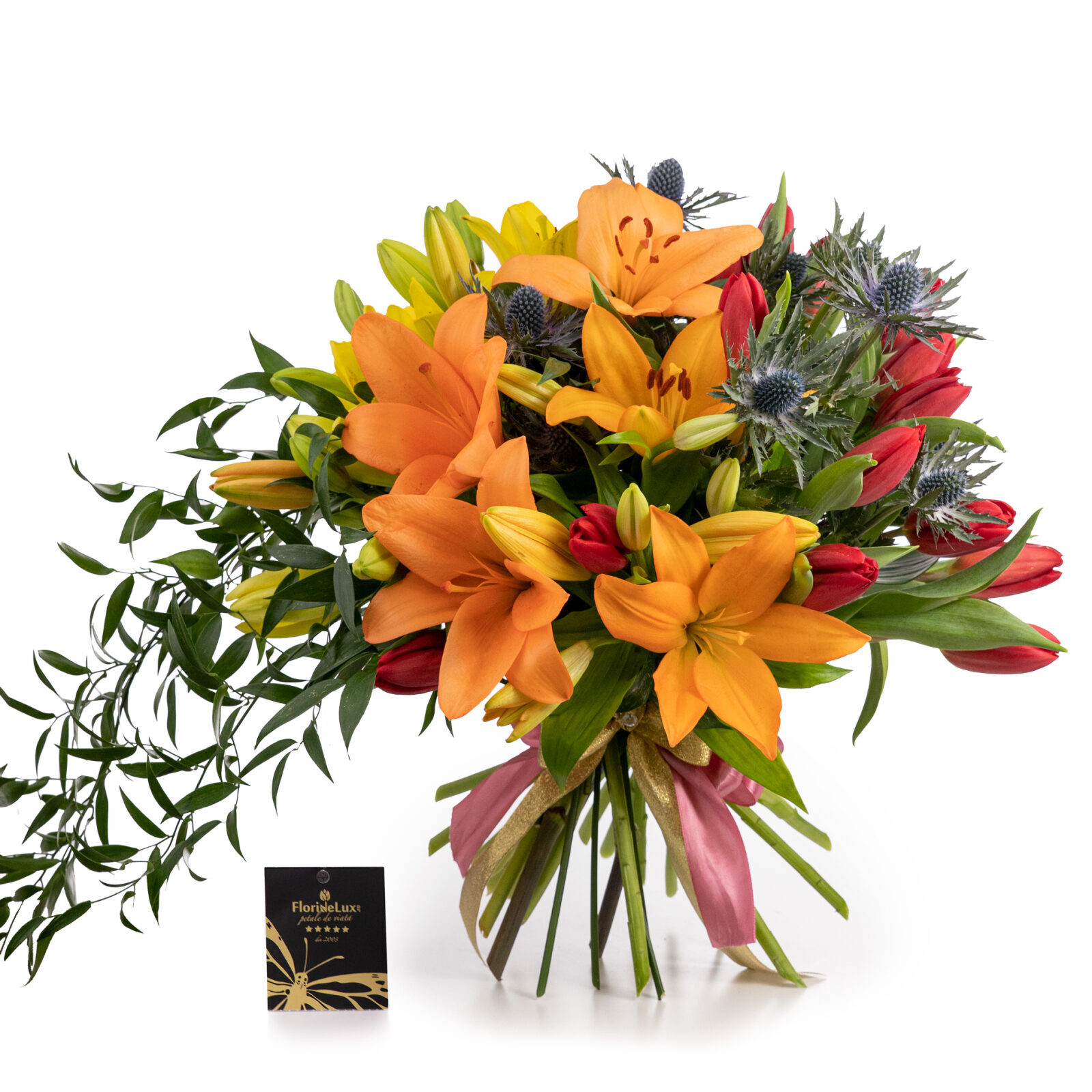 Bouquet with orange lilies and tulips (Standard)