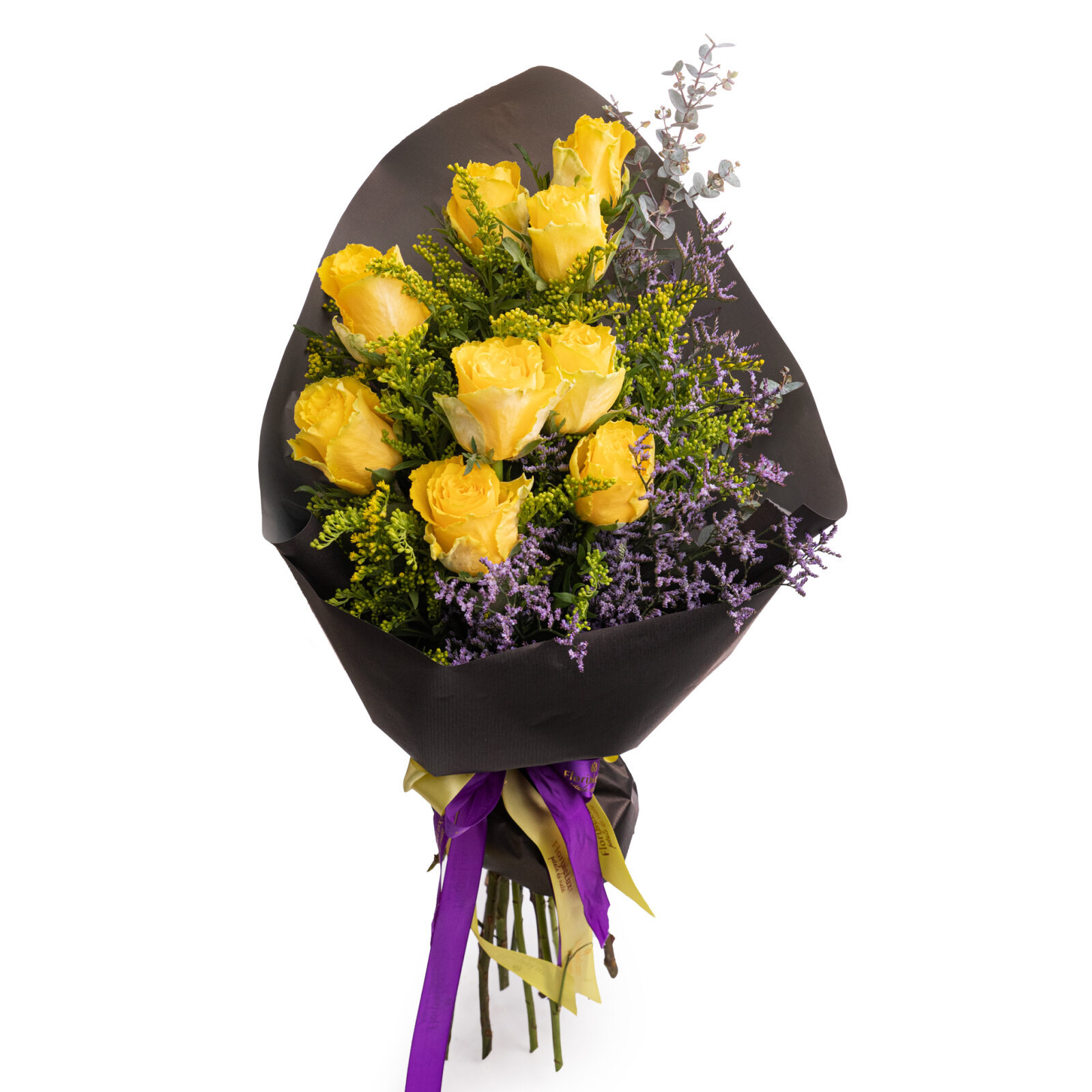 Bouquet of yellow roses and limonium (Standard)