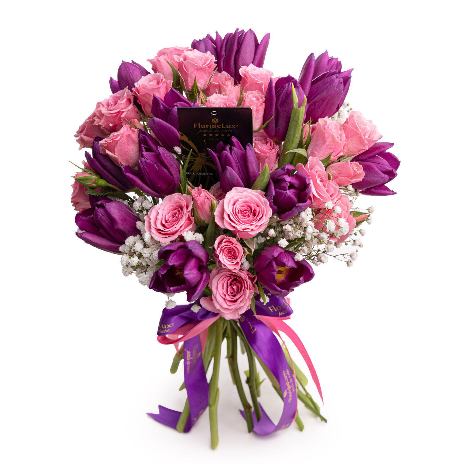 Tulips and mini roses in a spring bouquet (standard)
