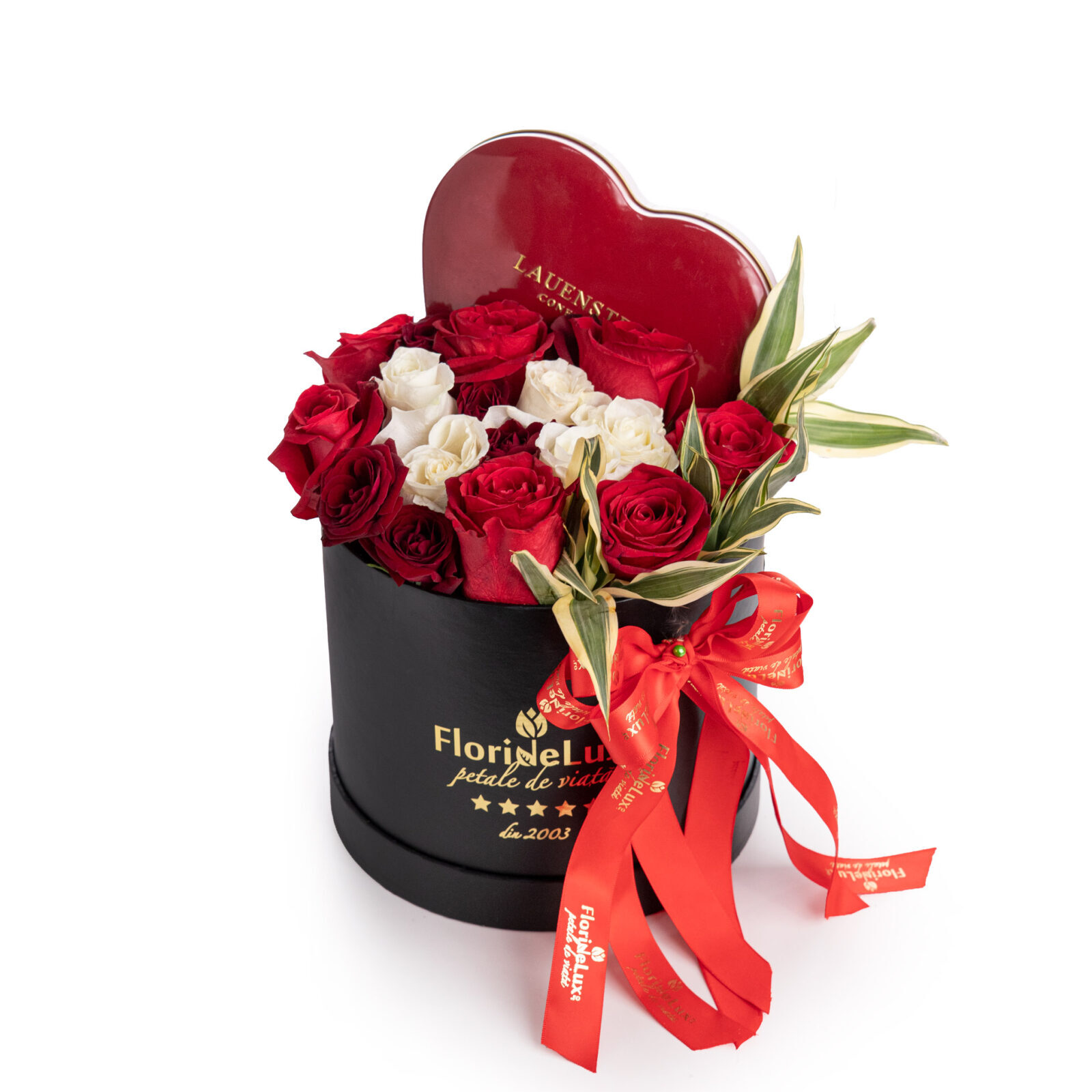 Elegant box with roses and premium chocolate (standard)