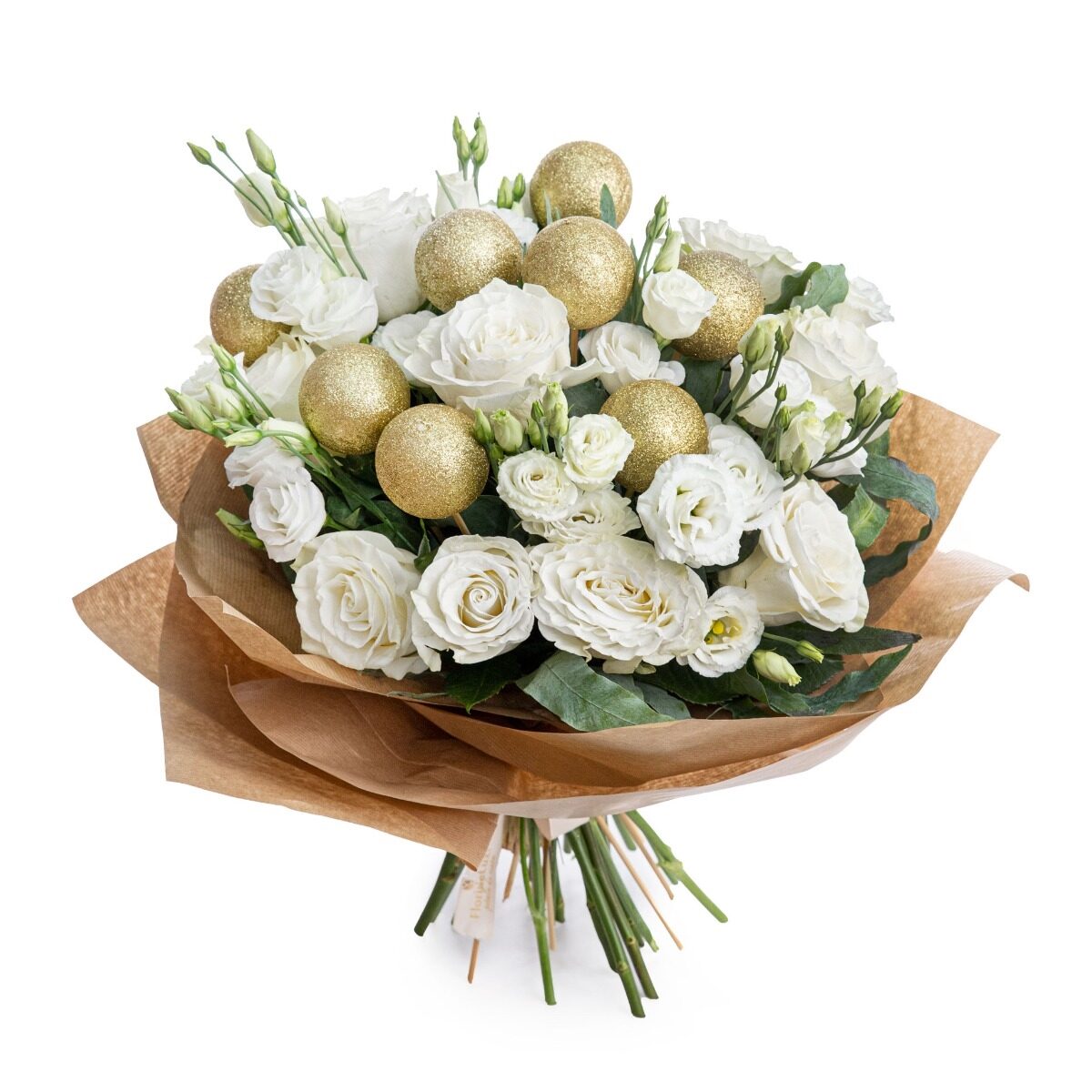 Bouquet of winter flowers with golden globes (standard)
