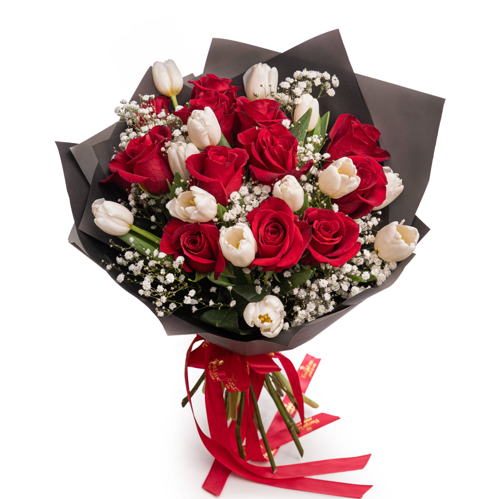 Bouquet of roses and tulips "Romantic soul". (standard)