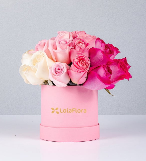 Pink Box with Gradient Roses