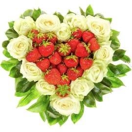 Heart of White Roses and Strawberries