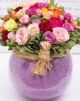 55 Roses In Stylish Vase