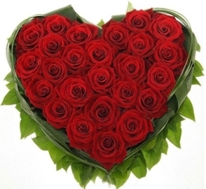 Enchanting Red Roses Heart (27 Roses)