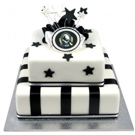White And Black Cake With Stars