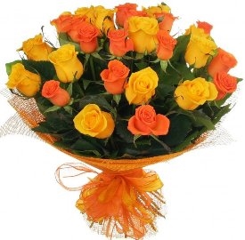 25 Yellow And Ornage Roses