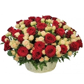Blossoms Love Basket (77 Roses)