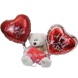 Bear With Chocolate & Balloons