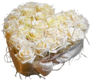 White Wedding Heart Of Roses