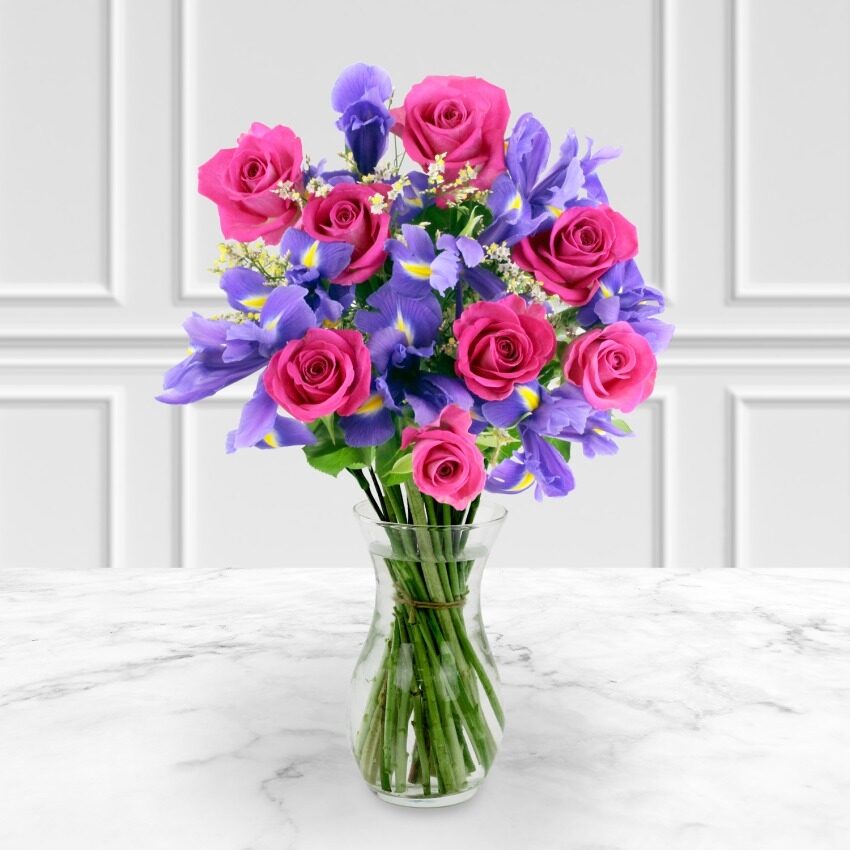 Blush Rose and Iris Bouquet
