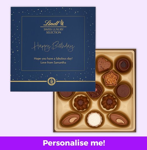 Personalised Happy Birthday Lindt Chocolate Box 143g