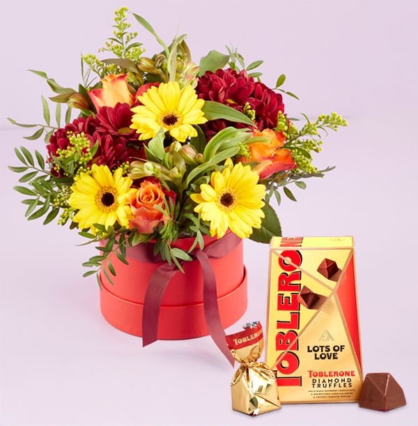 Autumn Fire Hatbox with Mini Toblerone