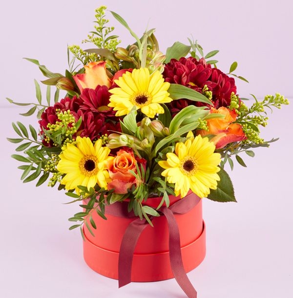 Autumn Fire Hatbox Arrangement