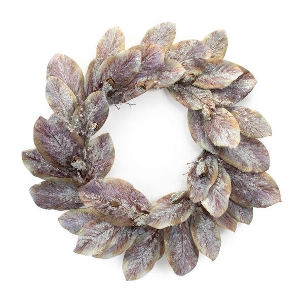 Wreath Magnolia Leaf Frosted 25.5"D Poly
