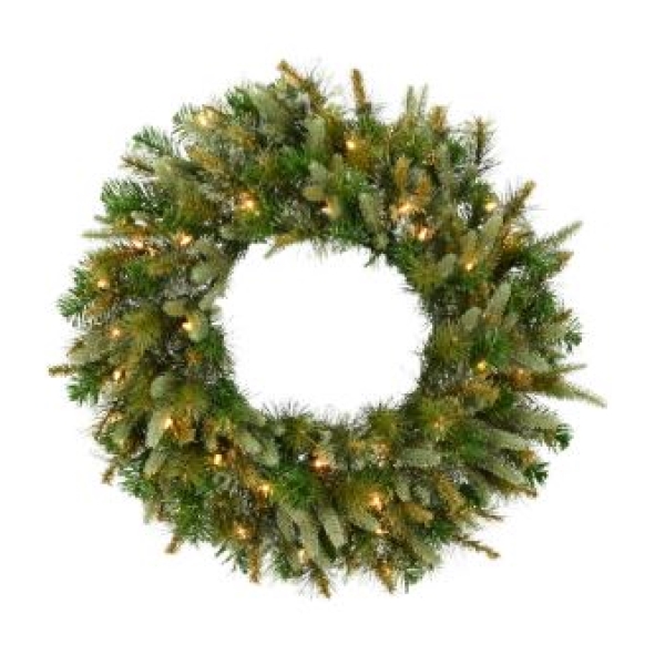 Wreath w/ Clear Dura-lit Incandescent Lights 46"
