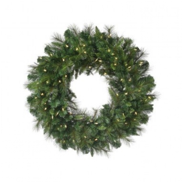 Wreath 36" Deluxe Belgium 100 Clear Lights
