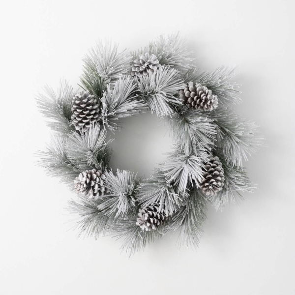 Wreath Flocked Pine 26"Lx6"Wx26"H