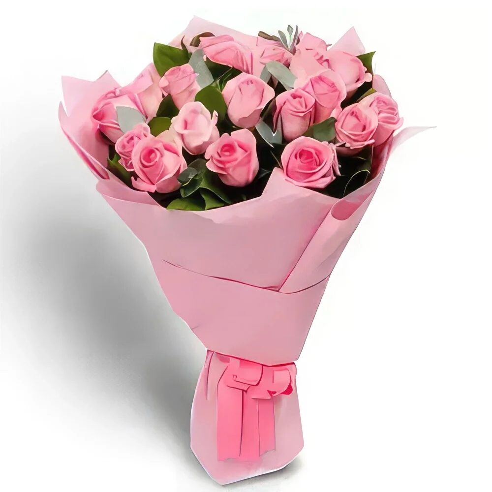 Pink Roses Arranged in a Pink Wrapping