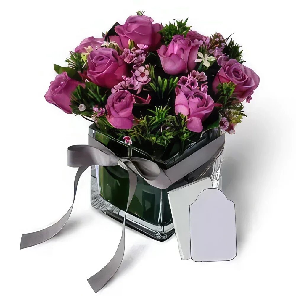 Purple Roses& Wax Flowers