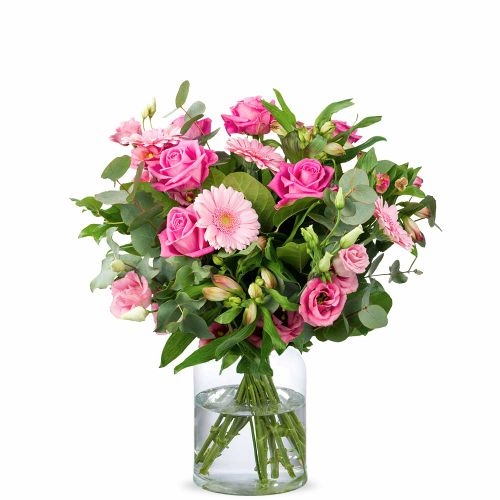 Round pink bouquet Lieke (Small)