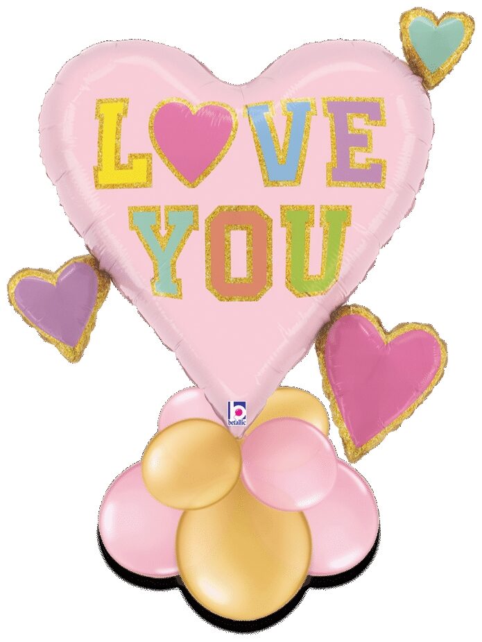 Love You Pastel HeartsAir Filled Display