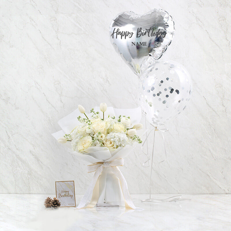 Combo Set (Balloon And Flower Bouquet)