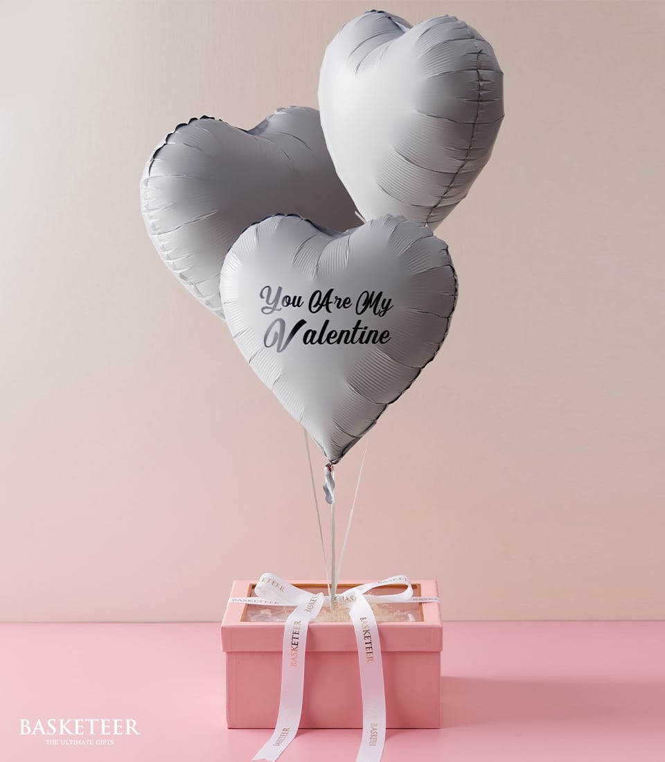 Bakery & Gray Heart Balloons Gift Box