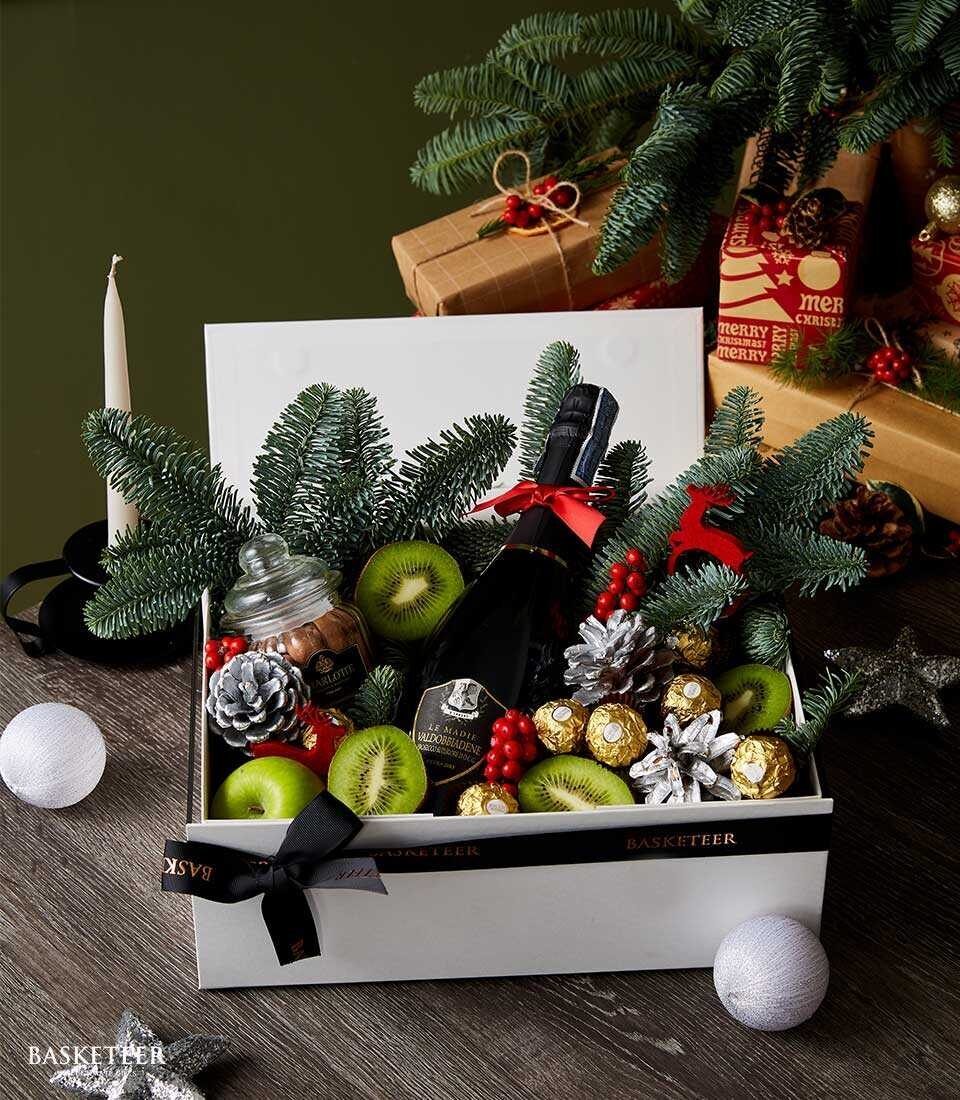 Joyful Wine and Orchard Treats Basket