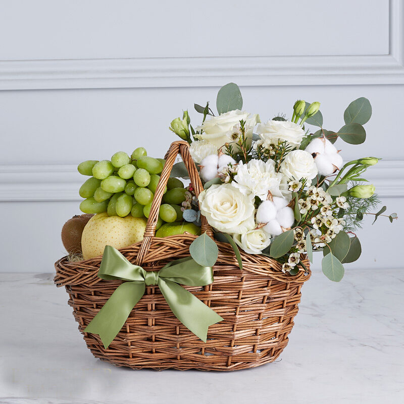 Wonder Fruits With Flowers Basket