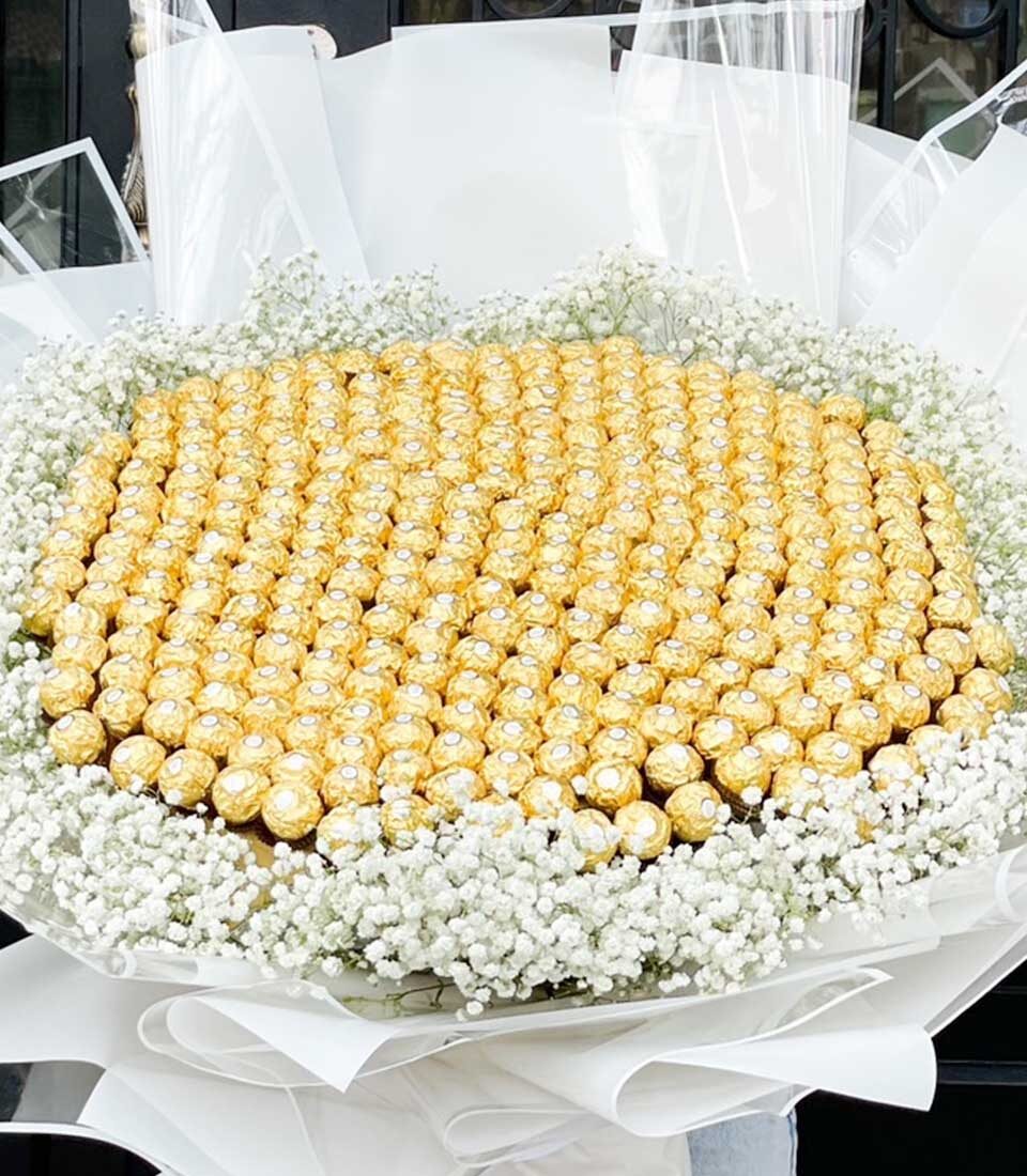 Grand Ferrero Rocher Bloom Bouquet (S-Bouquet ( Ferrero 100 Pcs ))