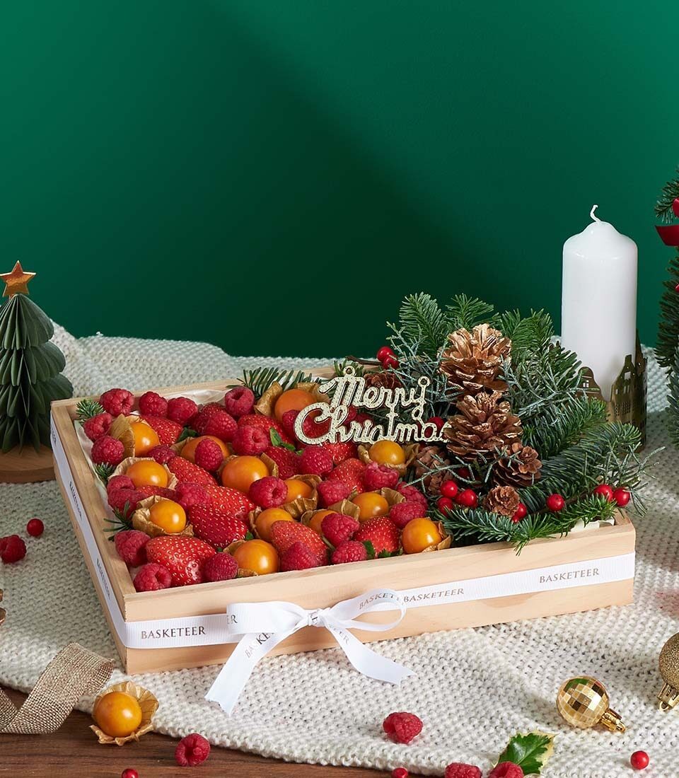 Festive Strawberry & Raspberry Fruit Gift Box